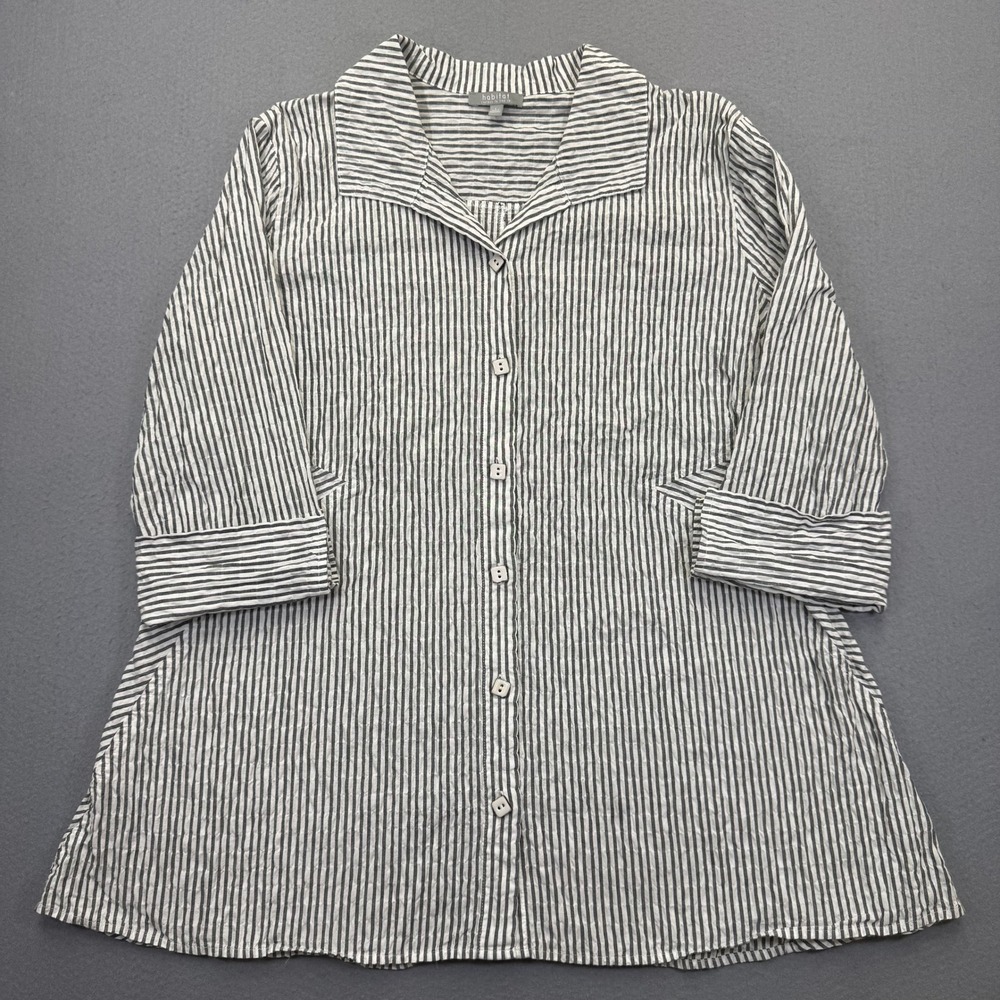 Habitat Clothes To Live In Striped Button Up Shirt White Black 48831 Large